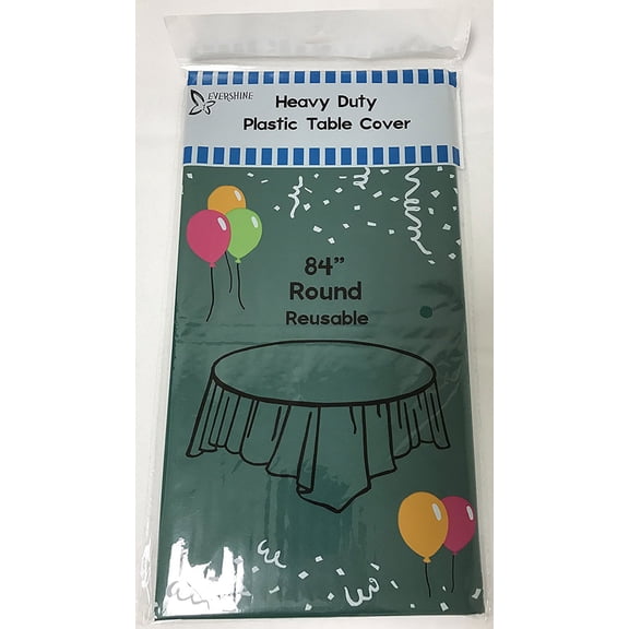 (6-pack) Heavy Duty Plastic Table Covers Tablecloth (Reusable) (Round 84")