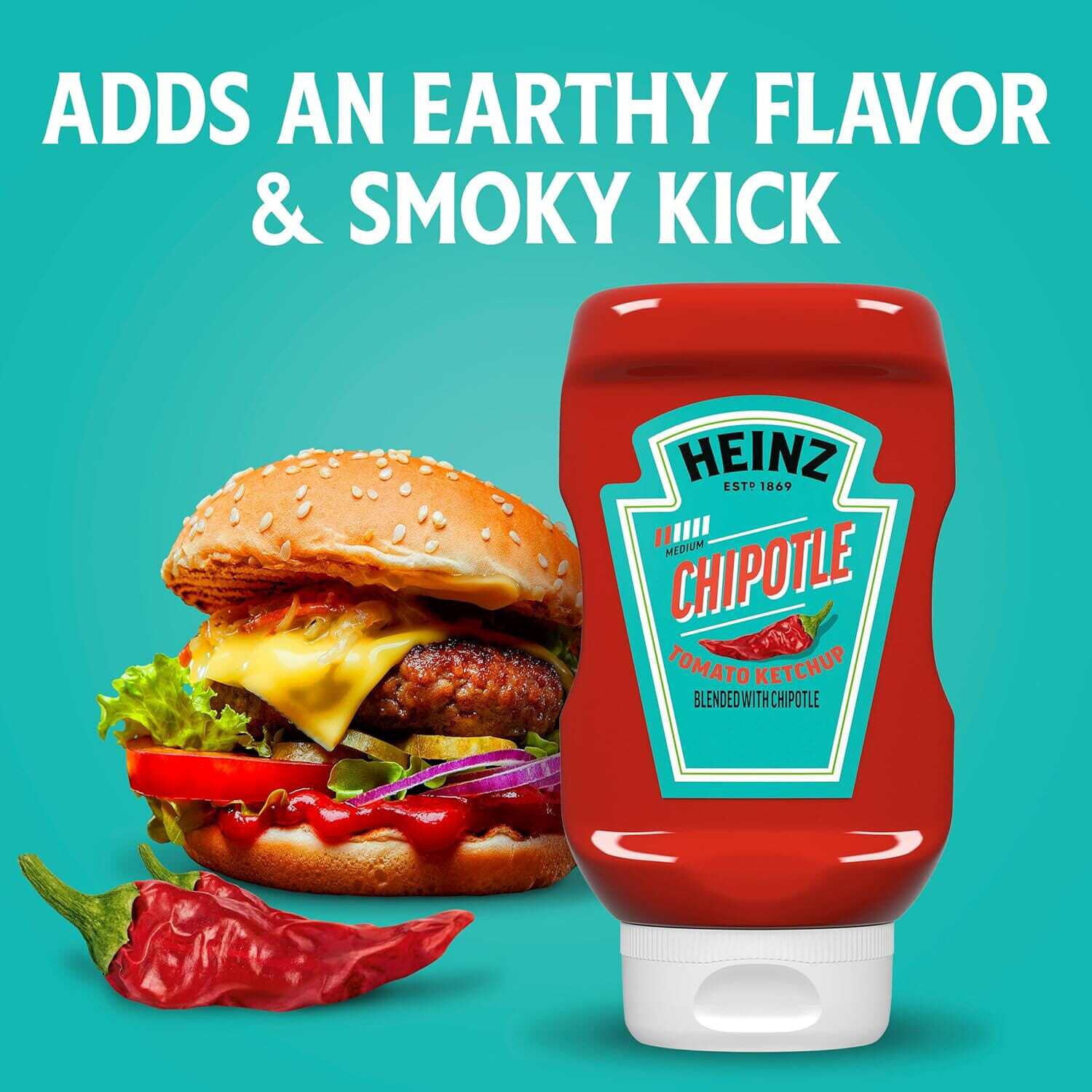 6 pack) Heinz Tomato Ketchup Blended With Chipotle Squeeze Bottle