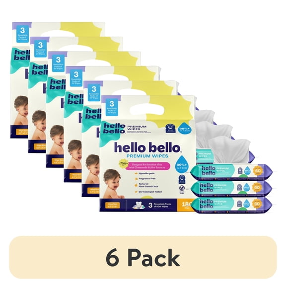 Hello Bello Baby Wipes, Unscented (Choose Your Count)