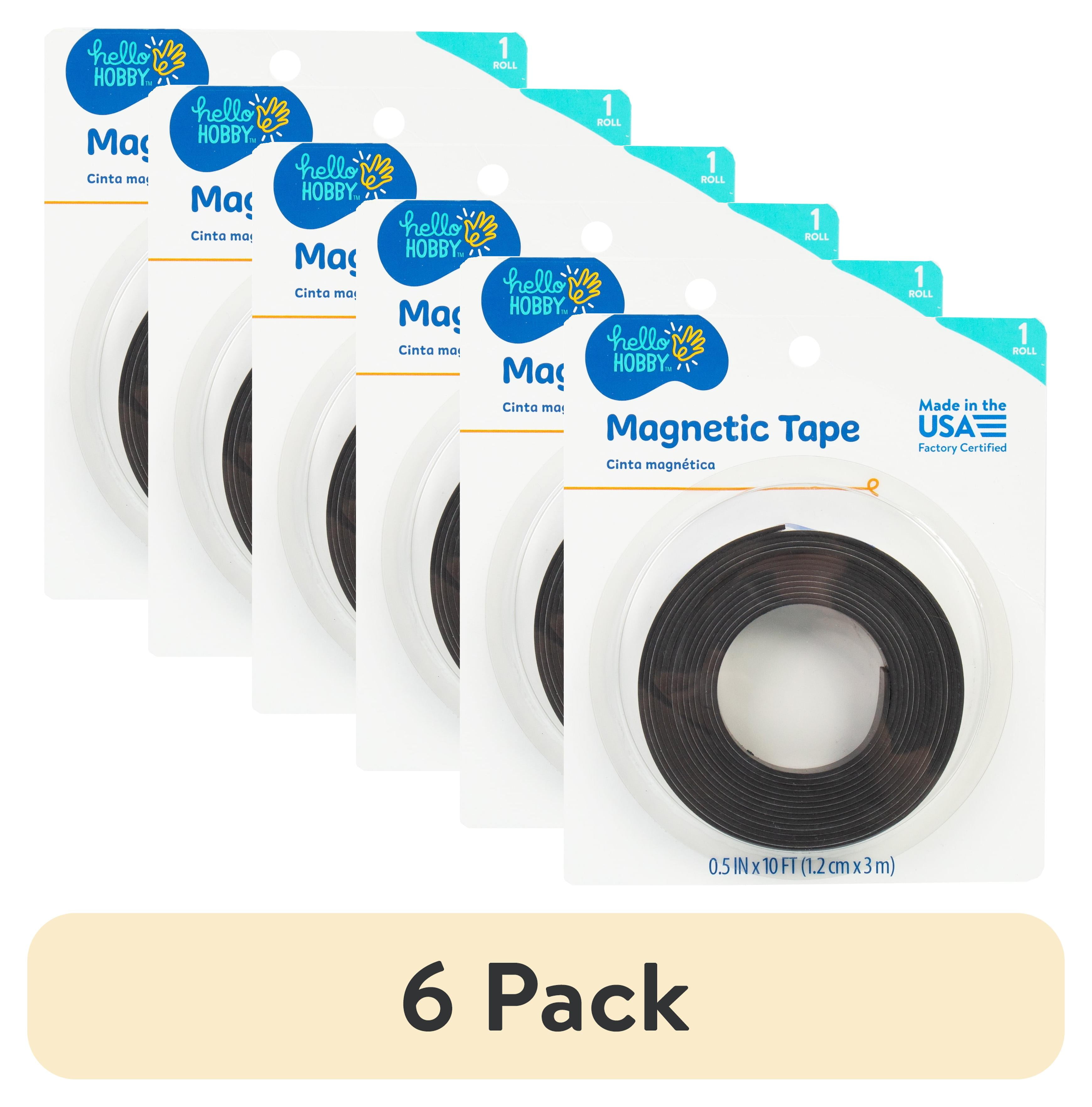 (6 pack) Hello Hobby 0.5-inch Magnetic Tape, Light Duty for Crafts & Photos, 1 Roll, 10 ft.