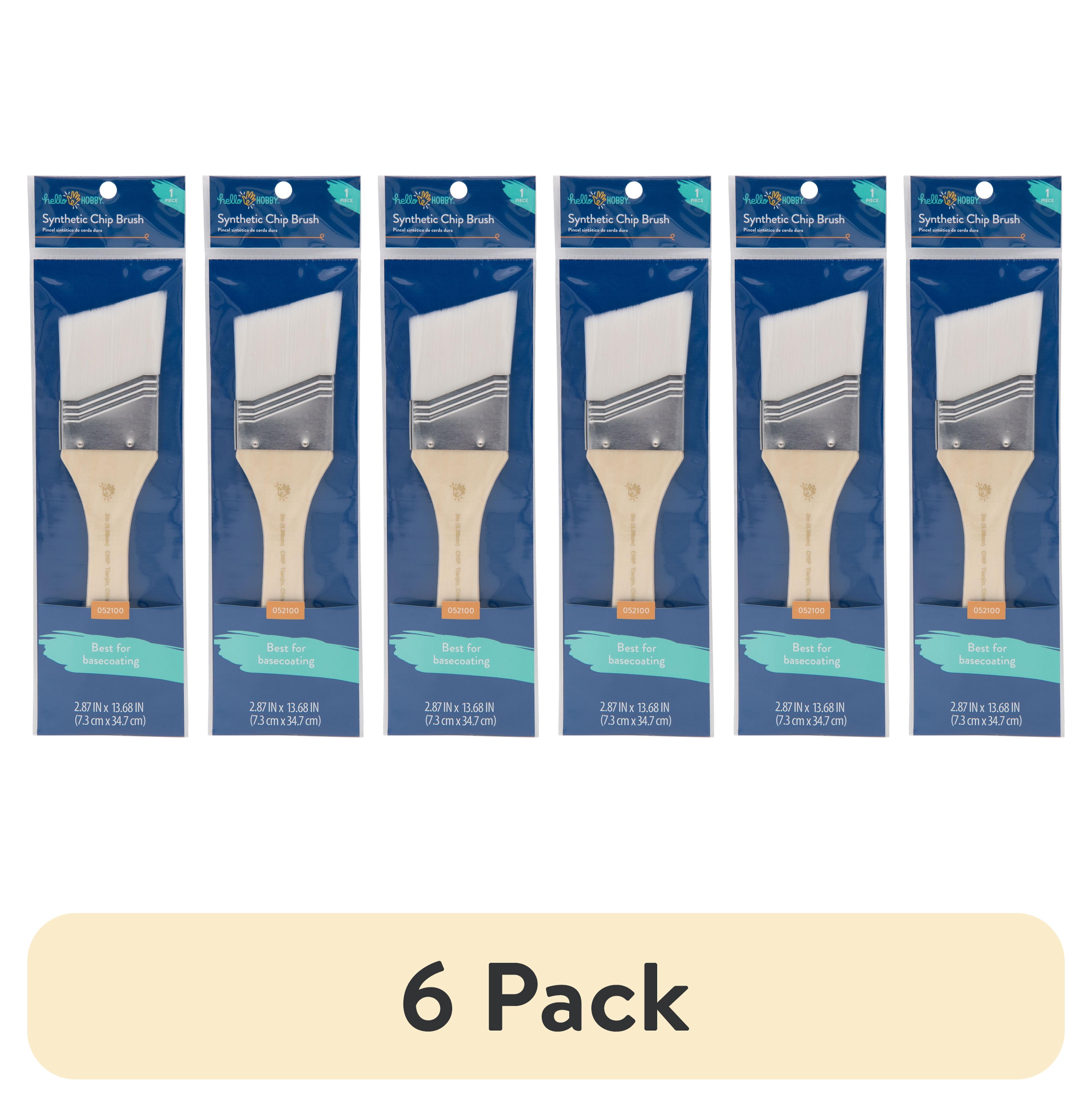(6 pack) Hello Hobby 2 in White Synthetic Angle Craft Paint Brush, 10 in Long, Adult/Teen