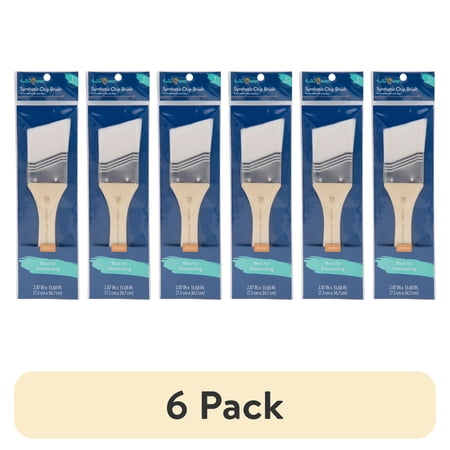 (6 pack) Hello Hobby 2" White Synthetic Angle Craft 10" Long Brush, Adult, Teen