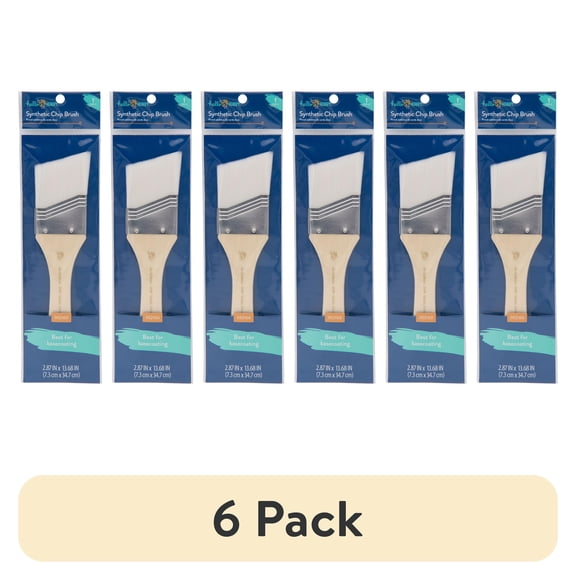 (6 pack) Hello Hobby 2" White Synthetic Angle Craft 10" Long Brush, Adult, Teen