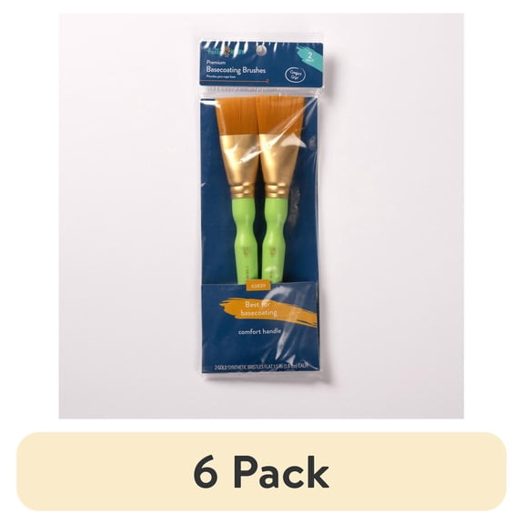 (6 pack) Hello Hobby 2 Piece Basecoat Paint Brush Set, 1.5"