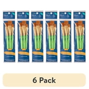 (6 pack) Hello Hobby 3 Piece Flat Synthetic Paint Brush Set with Comfort Grip