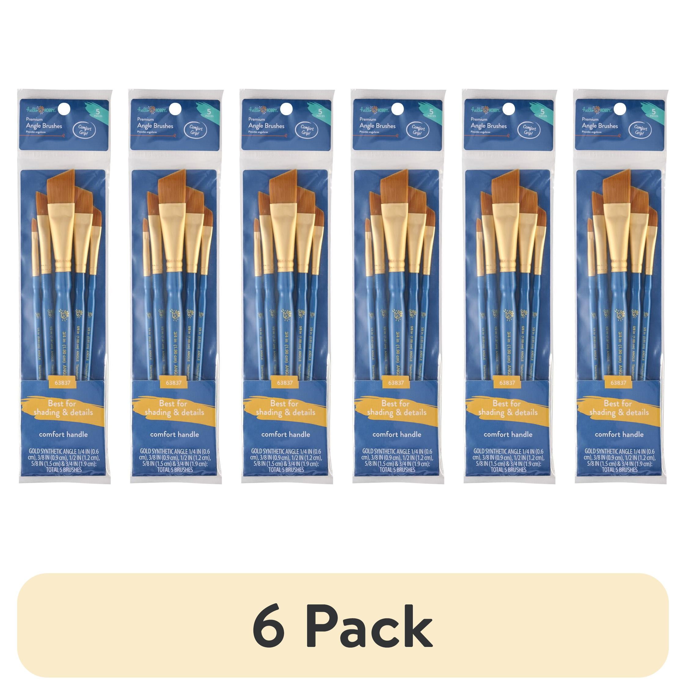 (6 pack) Hello Hobby 5-Piece Angle Synthetic Paint Brush Set