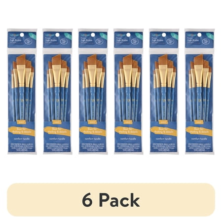 (6 pack) Hello Hobby 5 Pc Angle Synthetic Paint Brush Set