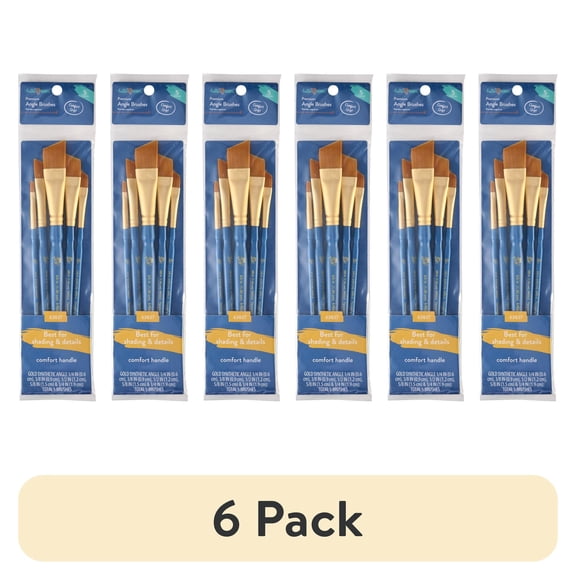(6 pack) Hello Hobby 5 Pc Angle Synthetic Paint Brush Set