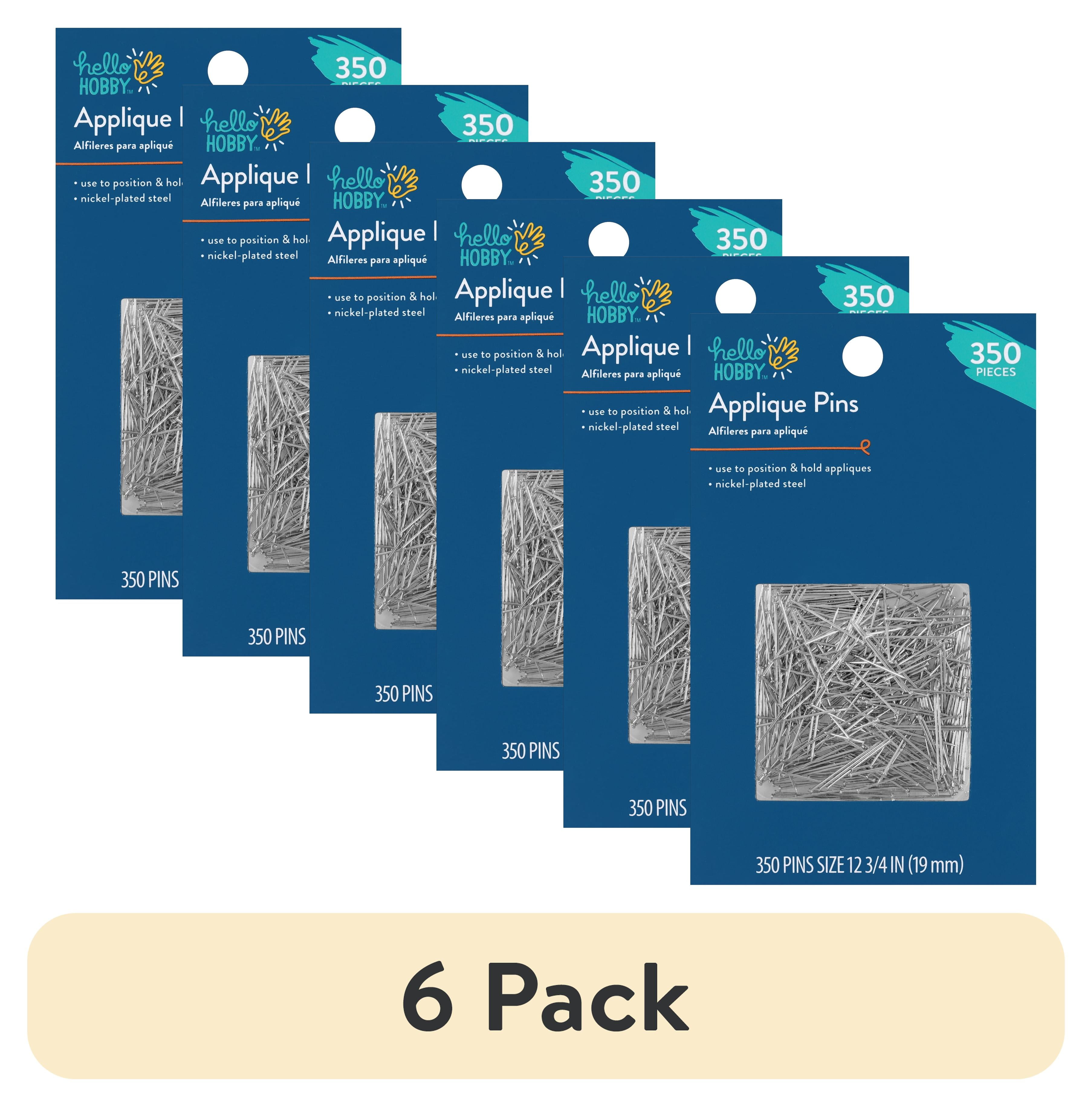 (6 pack) Hello Hobby Applique Size 12 Pins, Nickel-Plated Steel (350 Count)