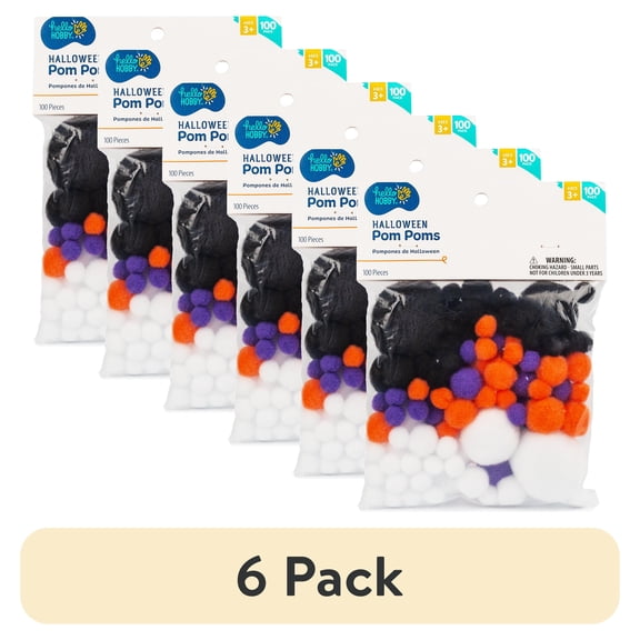 (6 pack) Hello Hobby Assorted Halloween Poms, 100-Pack