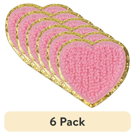 (6 pack) Hello Hobby Chenille Heart Pink Patch