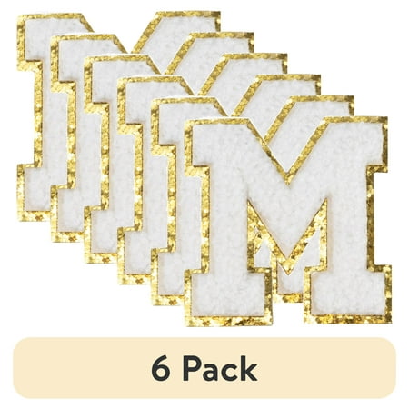 (6 pack) Hello Hobby Chenille M White Patch