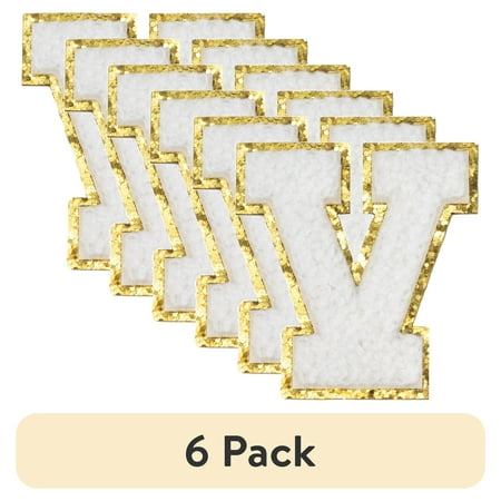 (6 pack) Hello Hobby Chenille V White Patch