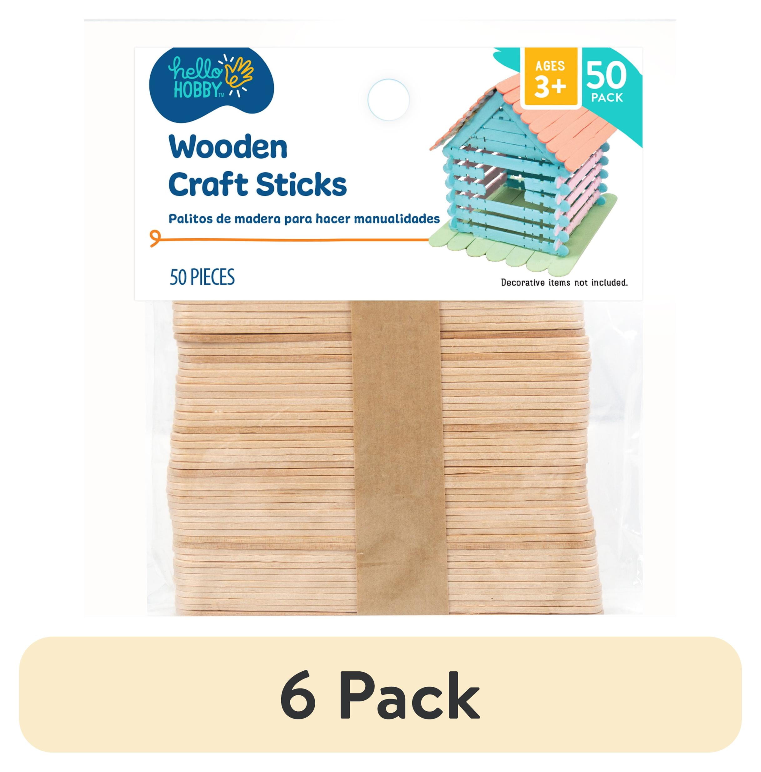 (6 pack) Hello Hobby Craft Sticks, 50 Pack, Resealable Storage Bag