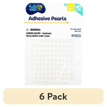 (6 pack) Hello Hobby Faux Flatback Round Pearl Embellishments for Crafts, Loose Gemstones, White, 5mm, 90 Piece