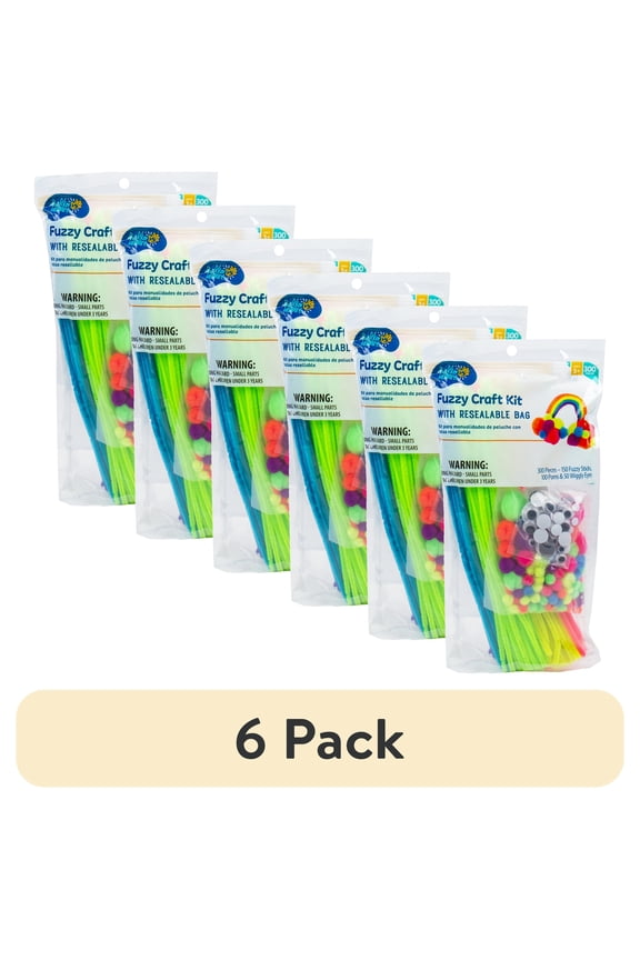 (6 pack) Hello Hobby Fuzzy Craft Kit, Neon