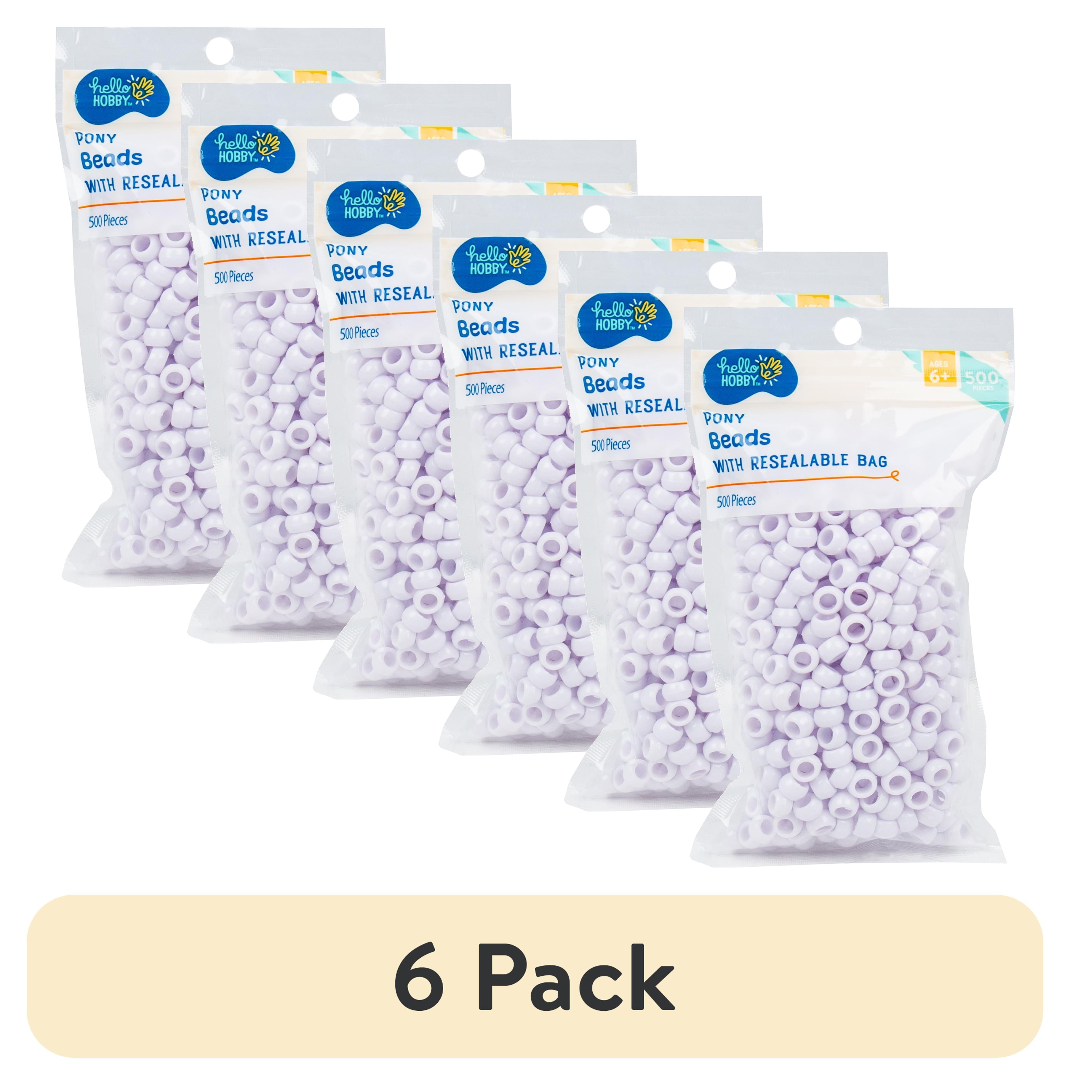 (6 pack) Hello Hobby Pony Plastic Beads, White, 500-Pack