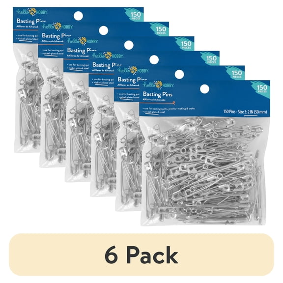 (6 pack) Hello Hobby Size 3 Steel Silver Basting Pins (150 Count)