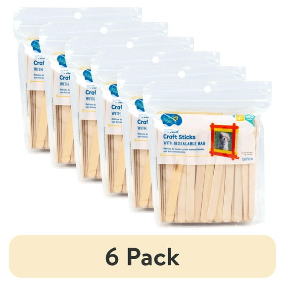 (6 pack) Hello Hobby Wood Craft Sticks, 150-Pack