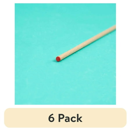 (6 pack) Hello Hobby Wood Dowel, 36” Long, 1/8-inch Diameter, Red Ends
