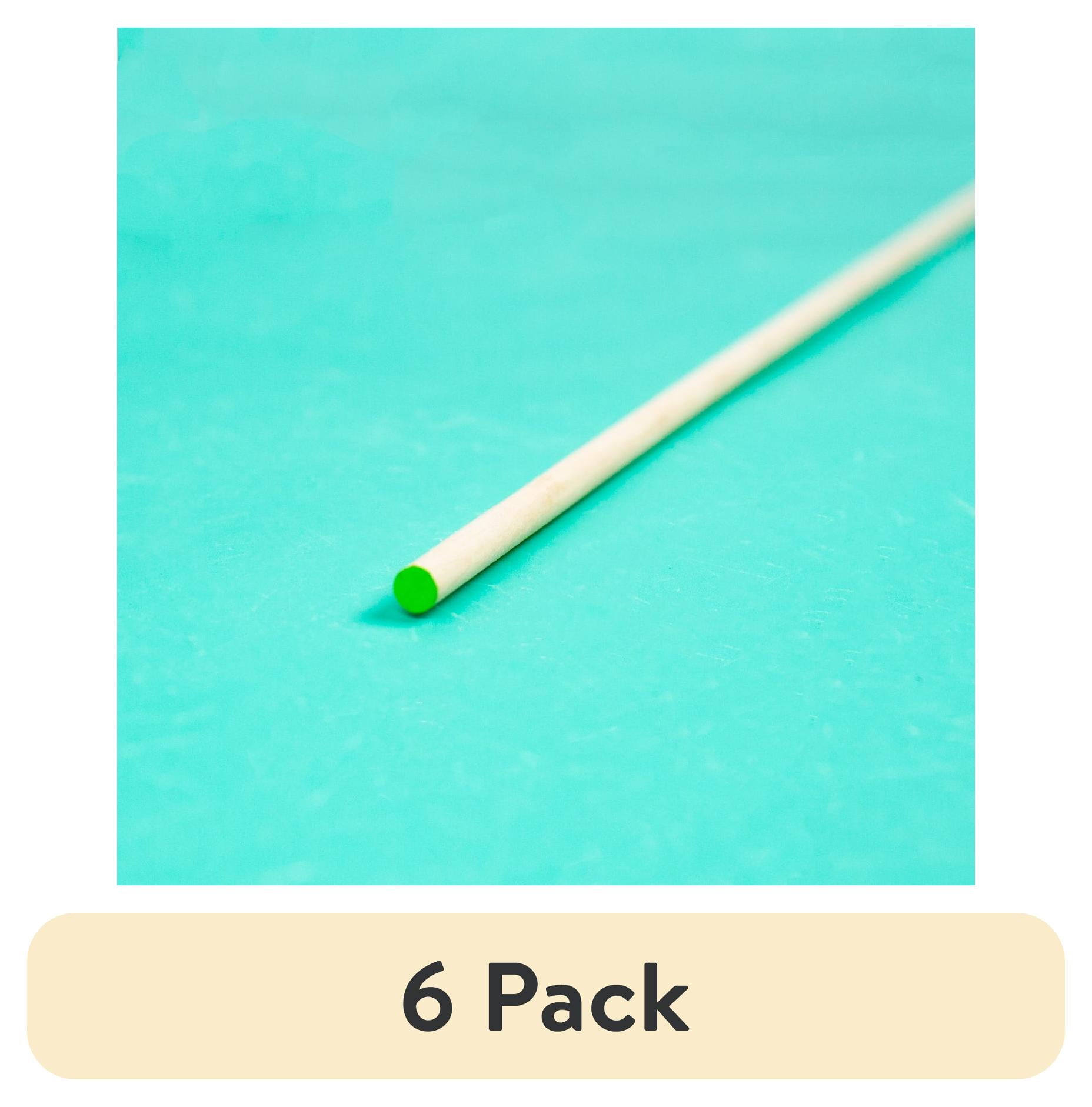 (6 pack) Hello Hobby Wood Dowel, 36” Long, 3/16-inch Diameter, Green Ends