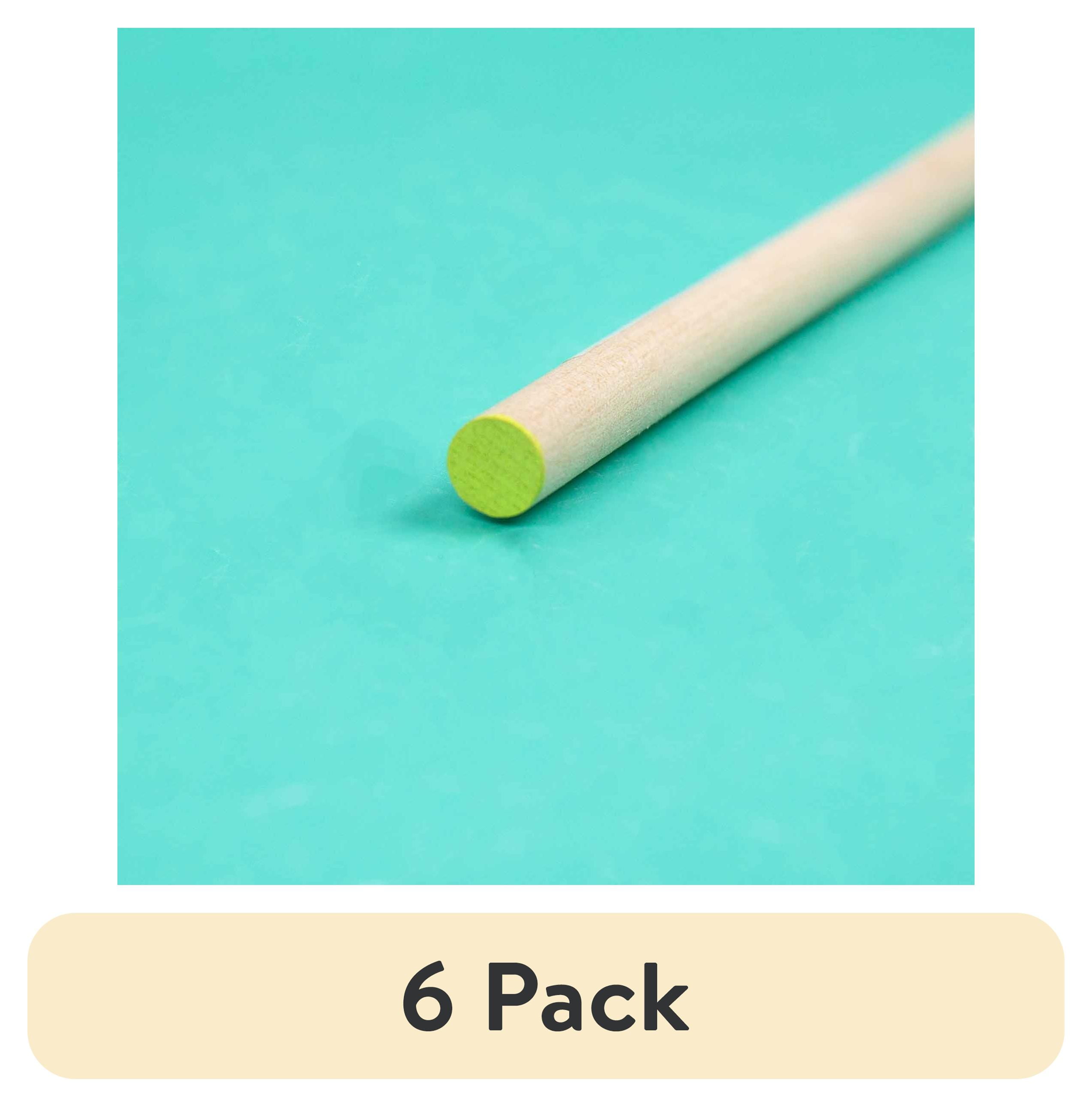 (6 pack) Hello Hobby Wood Dowel, 36” Long, 5/16-inch Diameter, Yellow Ends