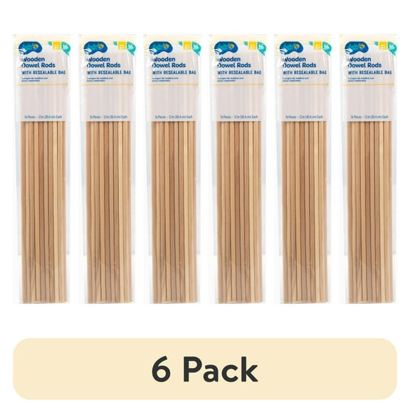 (6 pack) Hello Hobby Wood Dowels, 16 Pack