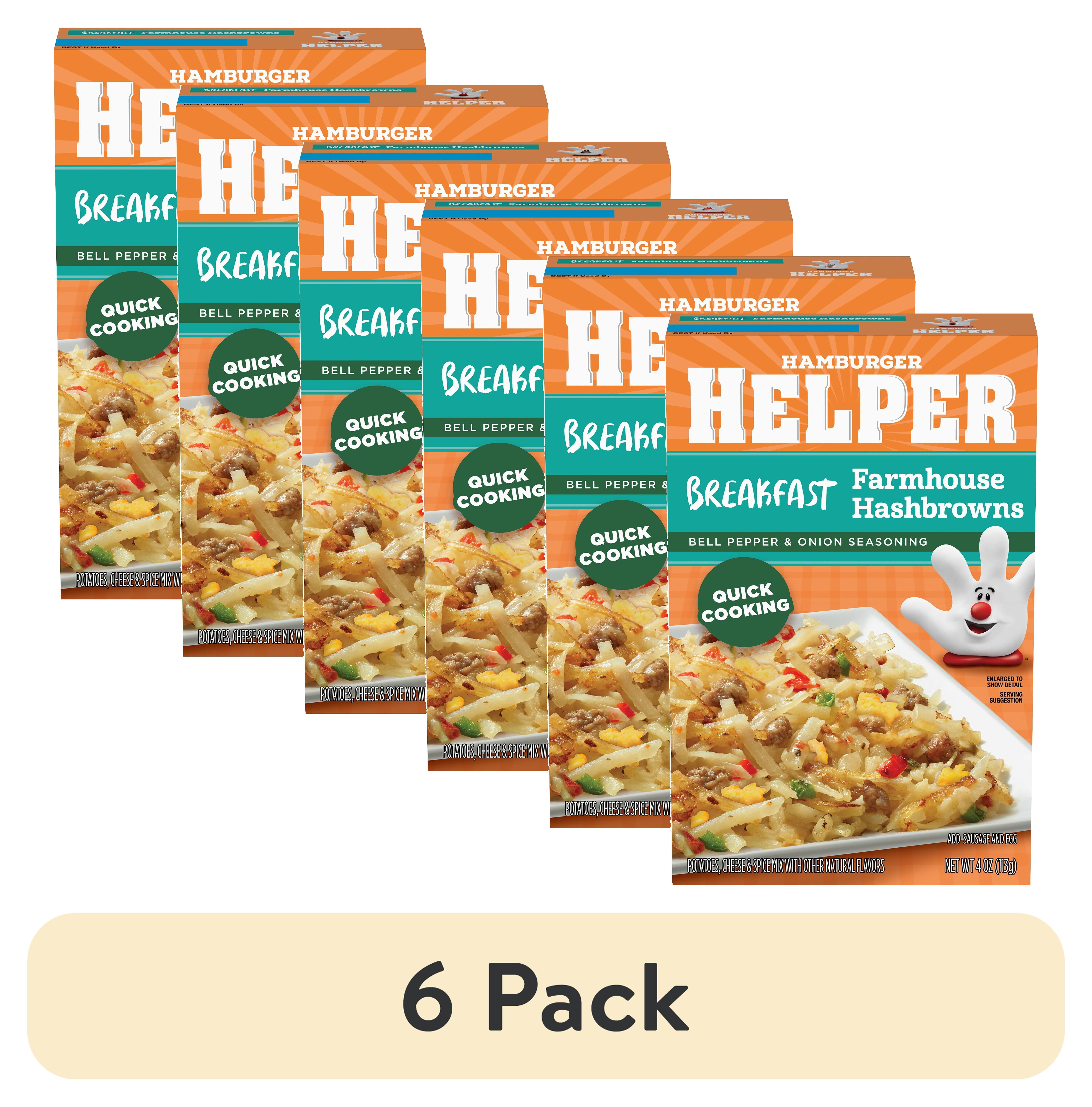 (6 pack) Helper Breakfast Farmhouse Hashbrowns with Bell Pepper & Onion Seasoning, 4oz Box