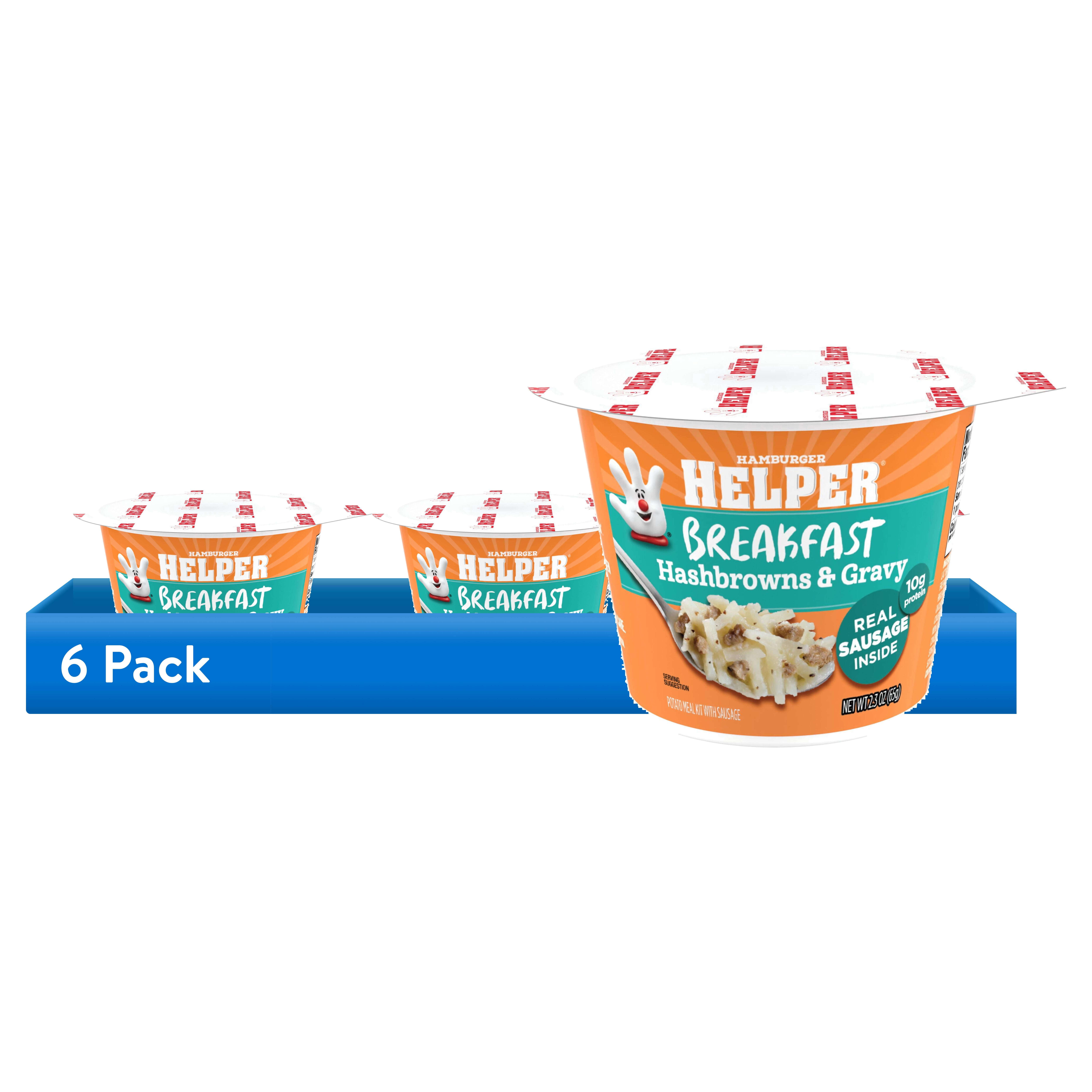 (6 pack) Helper Breakfast Hashbrowns & Gravy, 2.3 Oz Microwave Cup