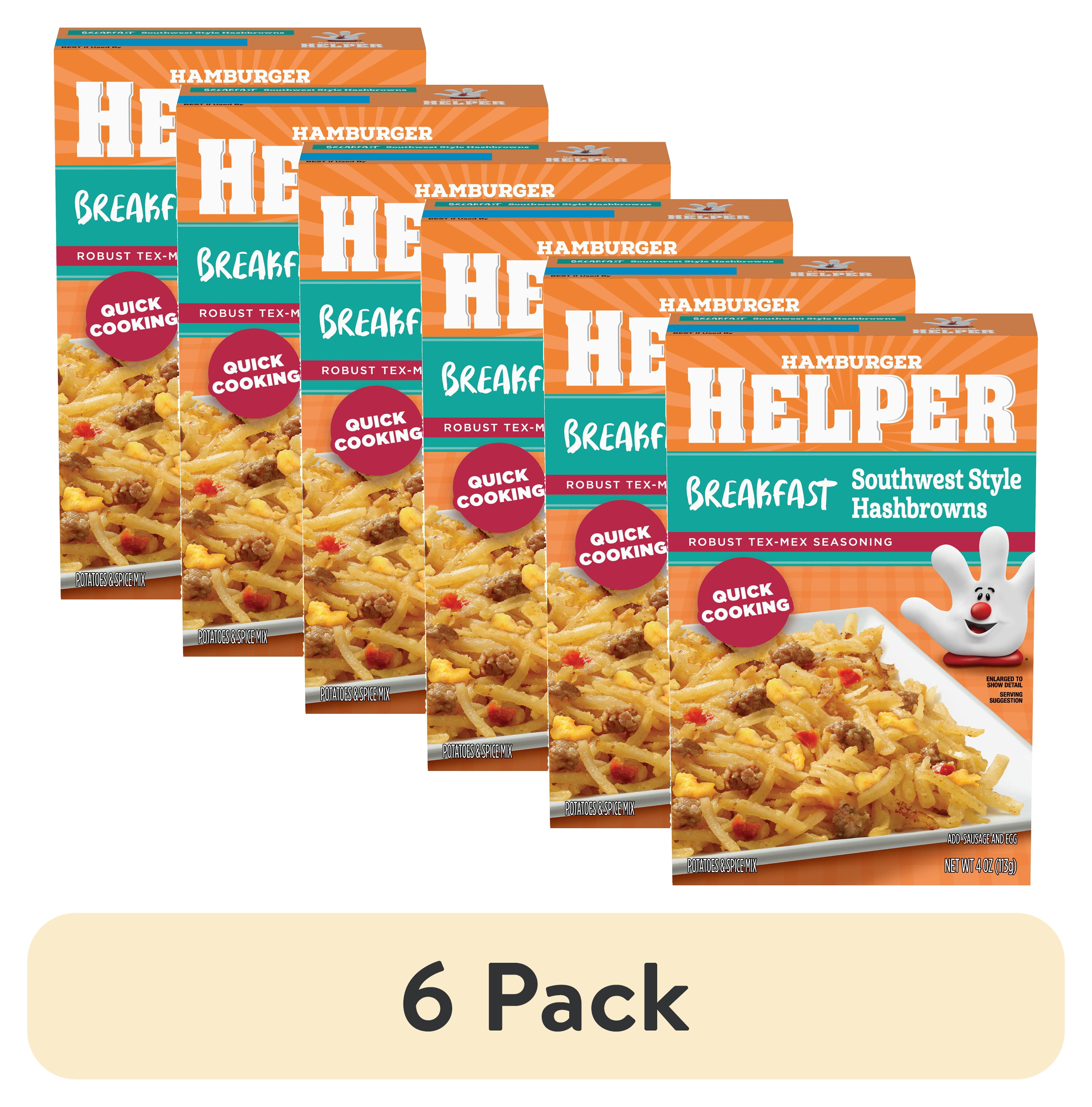 (6 pack) Helper Breakfast Southwest Style Hashbrowns with Robust Tex-Mex Seasoning, 4oz Box