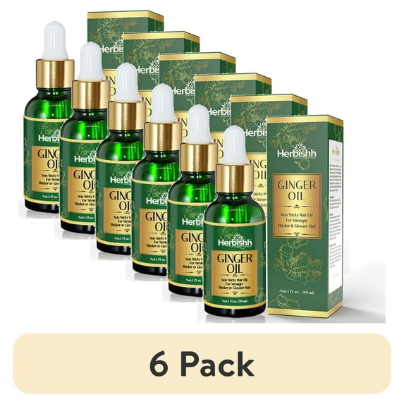 (6 pack) Herbishh Ginger Hair Oil-Non Sticky Hair Oil, 30ml