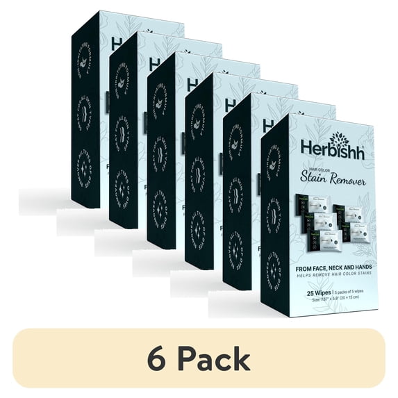 (6 pack) Herbishh Hair Color Stain Remover Wipes – Gentle Formula for Dye Cleanup – Easy Clean Hair Color Remover Wipe for Skin – Travel Pack with 5 Wipes – Safe and Skin-Friendly, Pack of 5