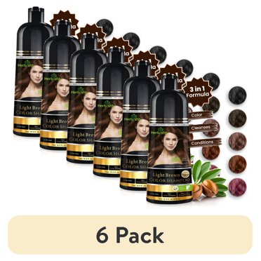 HERBISHH 500ml Natural Dark Brown Hair Color Shampoo – Permanent – With Argan Oil & Keratin
