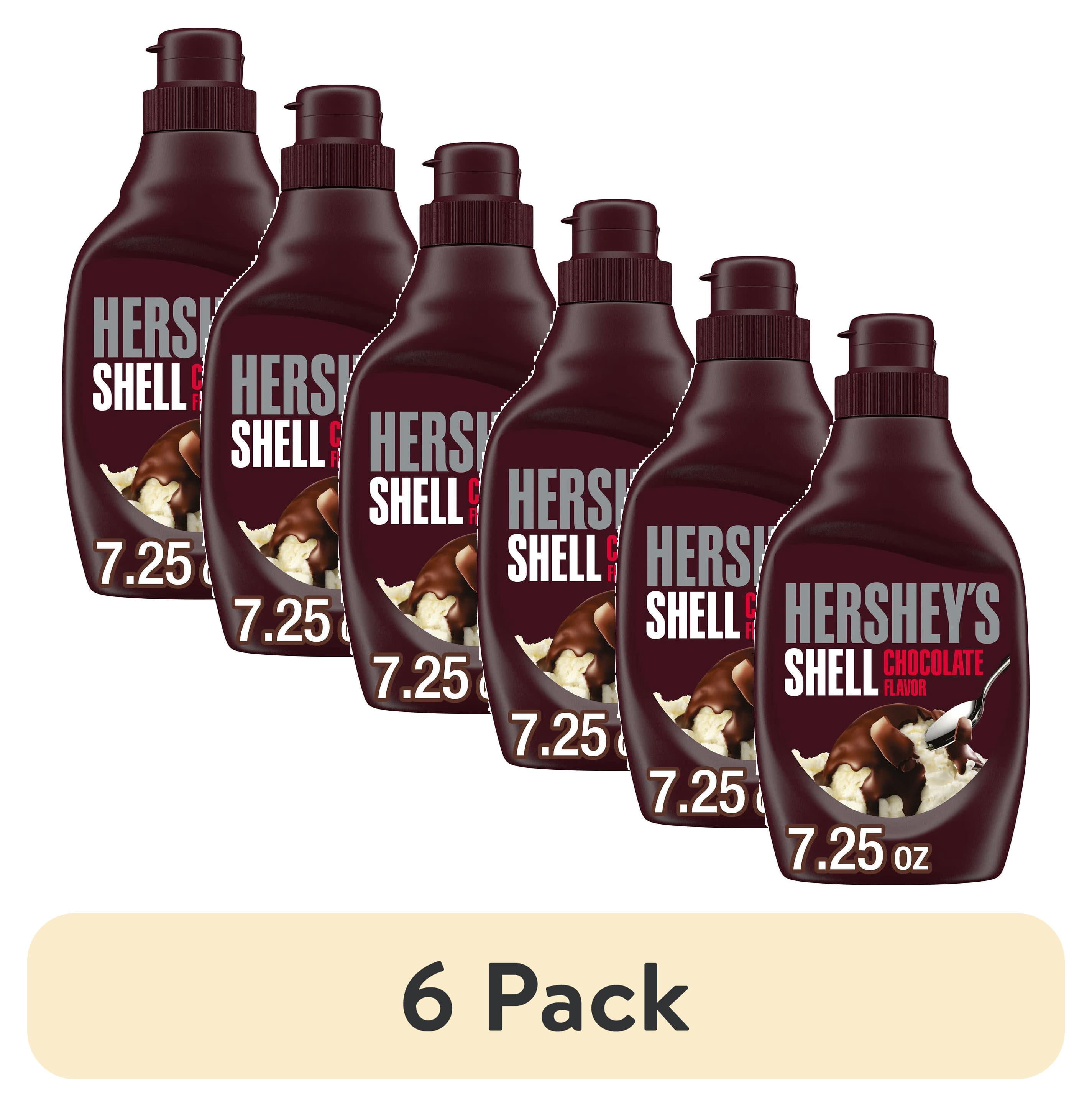 (6 pack) Hershey's Chocolate Flavored Shell Topping, Bottle 7.25 oz