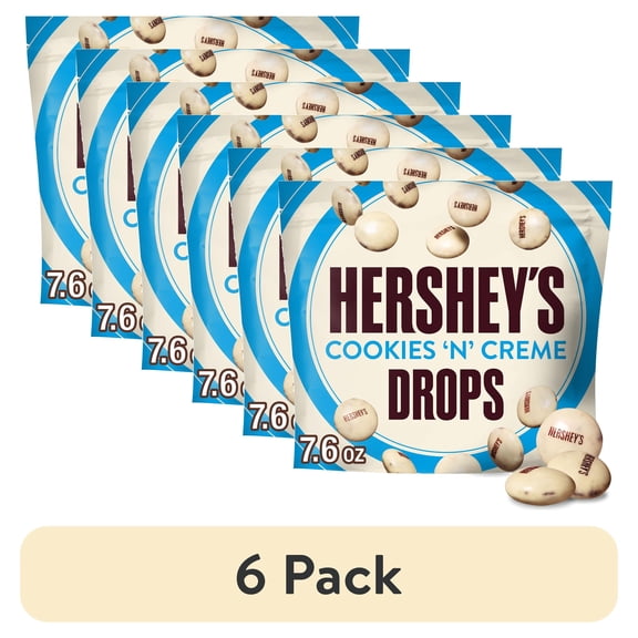 (6 pack) Hershey's Drops Cookies 'n' Creme Candy, Bag 7.6 oz