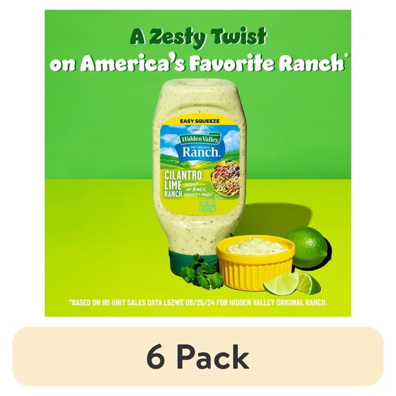 (6 pack) Hidden Valley Cilantro Lime Ranch Condiment and Dressing, Easy Squeeze Bottle - 16 fl oz