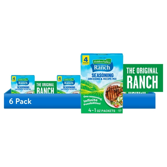 (6 pack) Hidden Valley Gluten Free, Keto-Friendly Original Ranch Salad Dressing & Seasoning Mix, 4 Packets