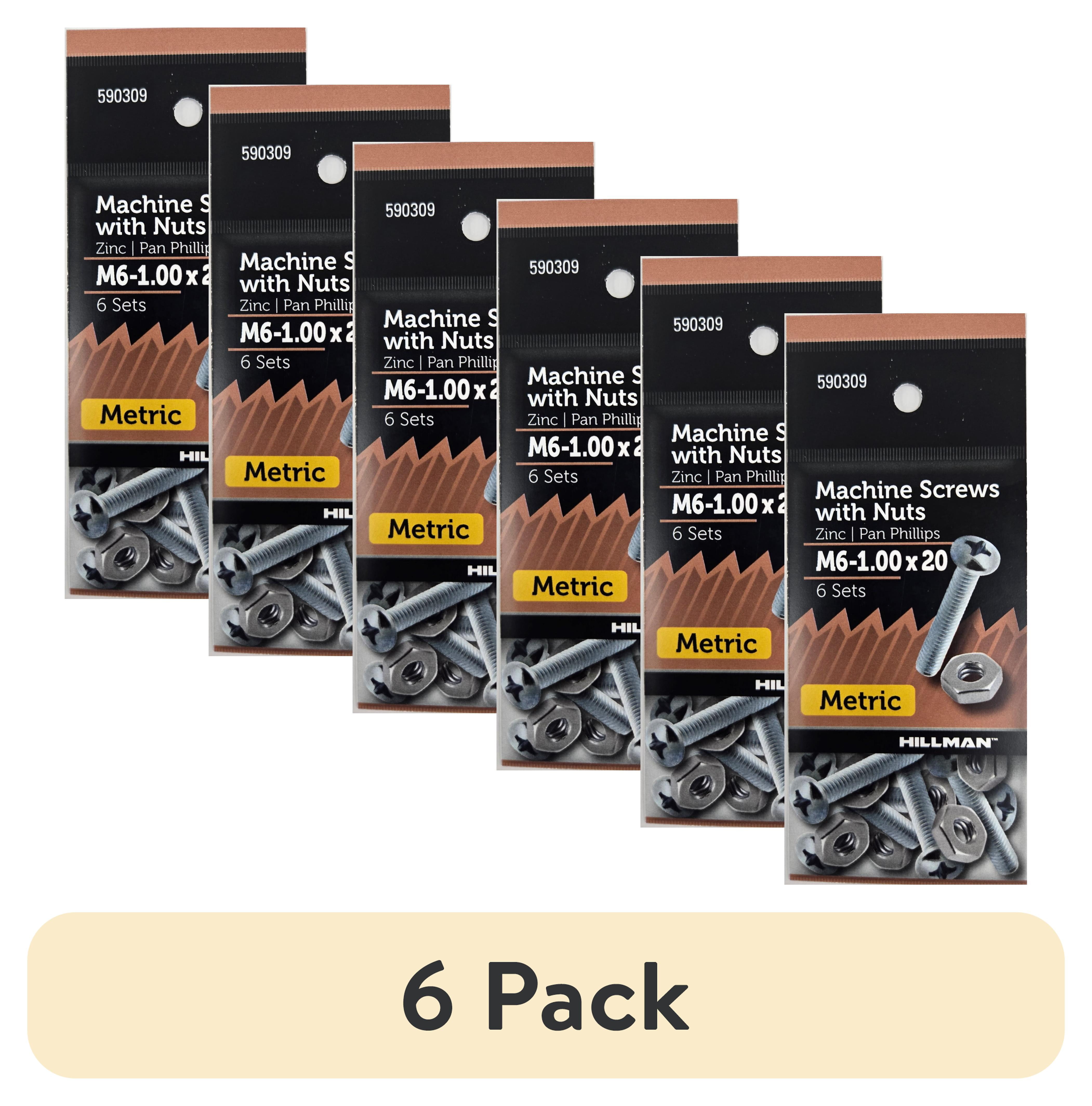 (6 pack) Hillman Pan Head Phillips Machine Screw M6-1.00 X 20, Steel, Zinc Finish, 6 Sets