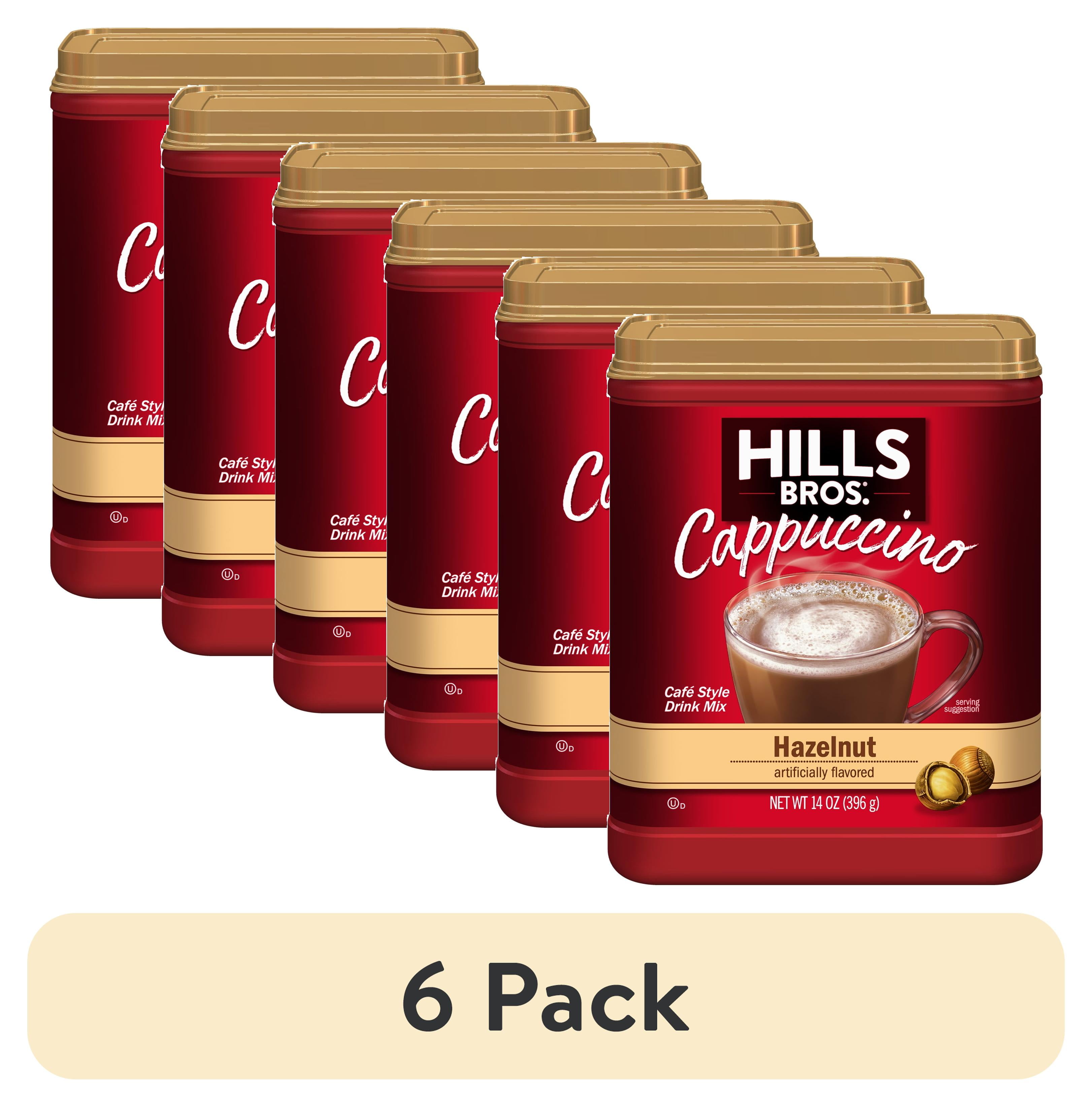 6 pack) Hills Bros. Cappuccino Mix Hazelnut, Instant Drink (16oz