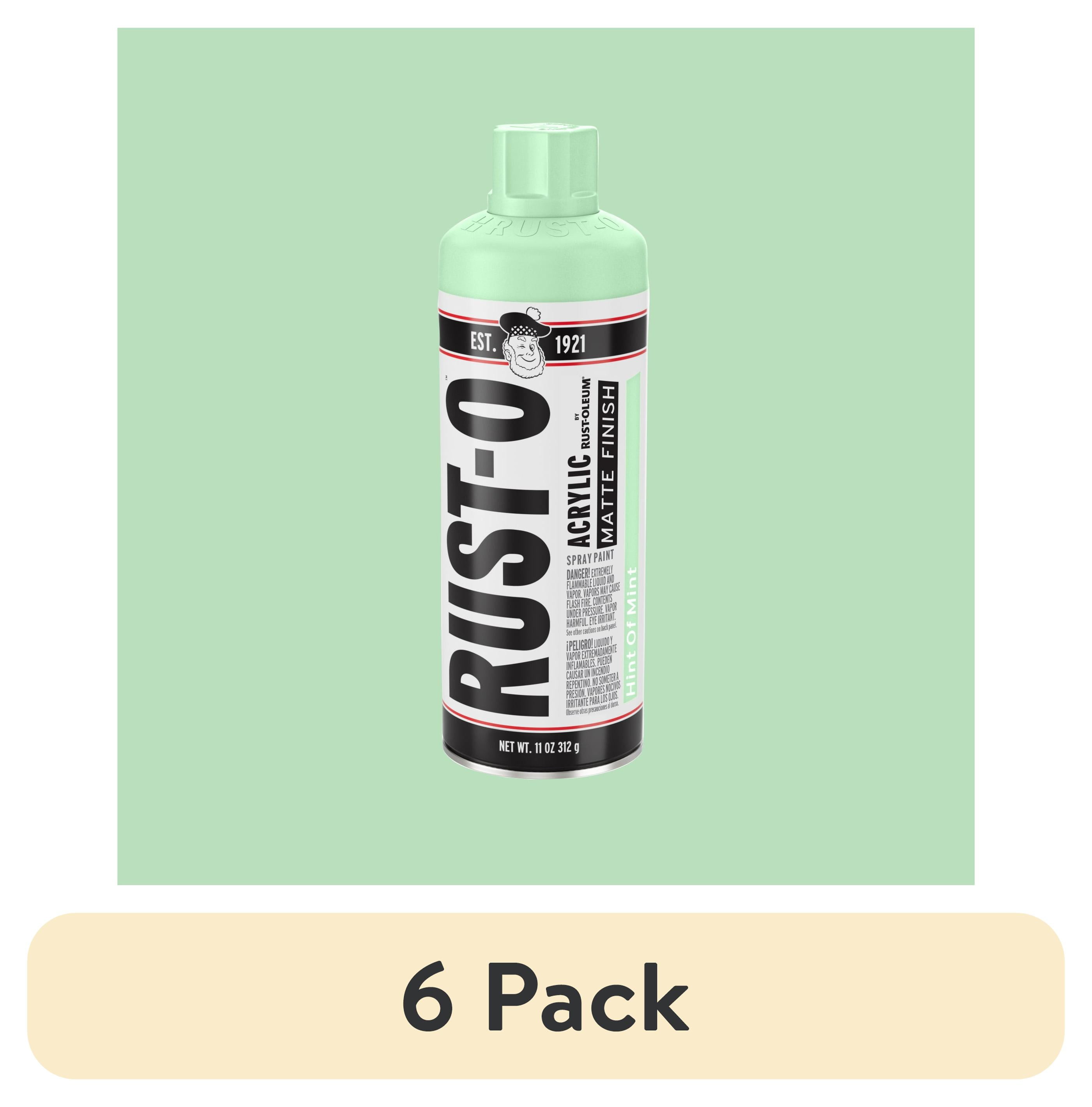 (6 pack) Hint of Mint, Rust-Oleum Rust-O Acrylic Matte Spray Paint-392205, 11 oz