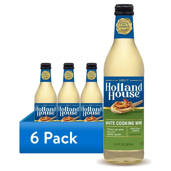 (6 pack) Holland House White Cooking Wine, 13 fl oz, 13.0 Servings per Container
