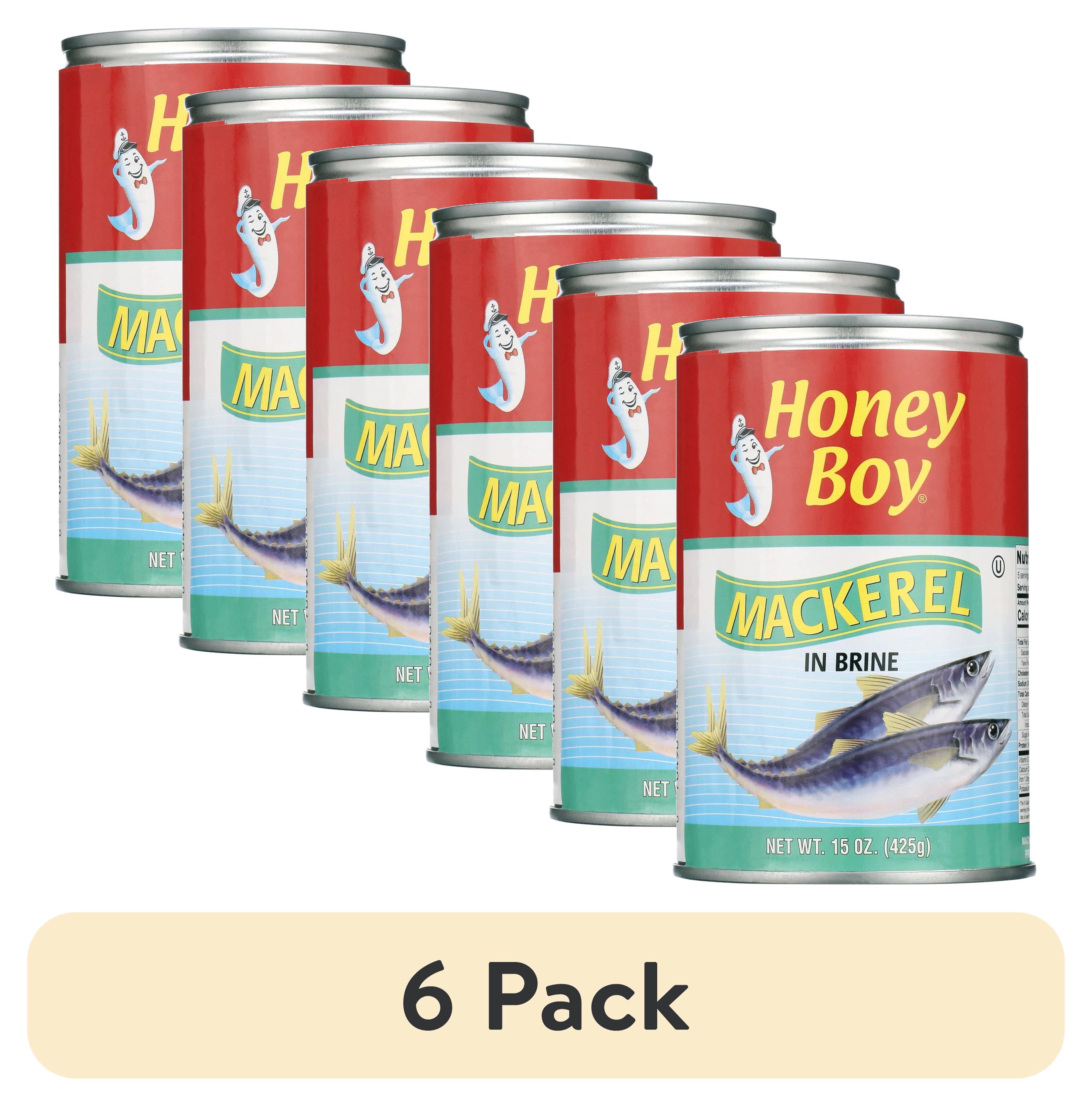 (6 pack) Honey Boy Canned Mackerel in Brine, 15 oz