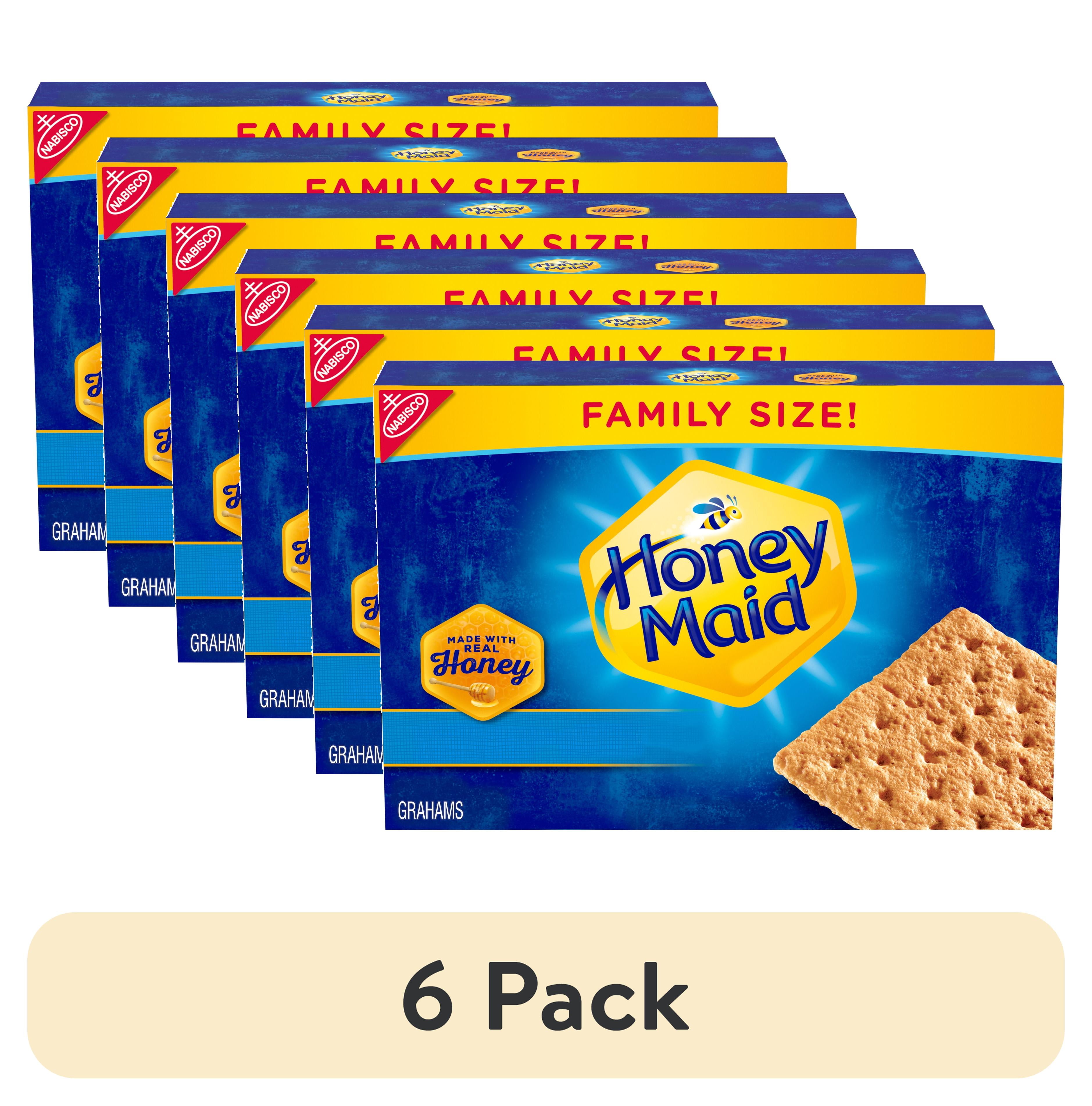 (6 pack) HONEY MAID Graham Crackers, Lunch Snacks, Family Size, 25.6 oz