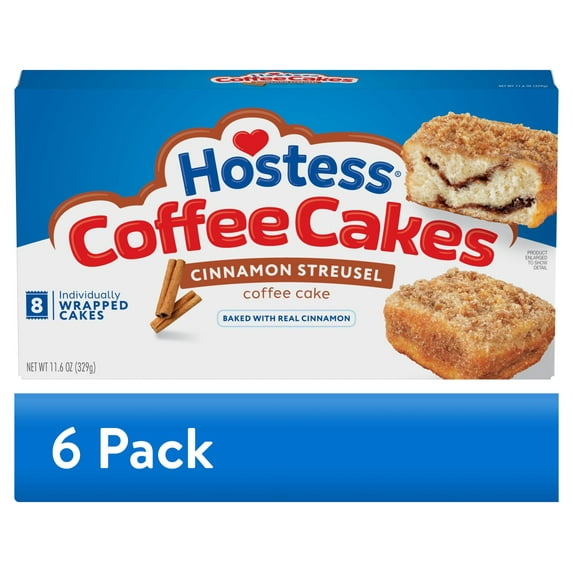 (6 pack) Hostess Coffee Cakes, Cinnamon Streusel Snack Cakes, 11.6 oz Box (8 Count)