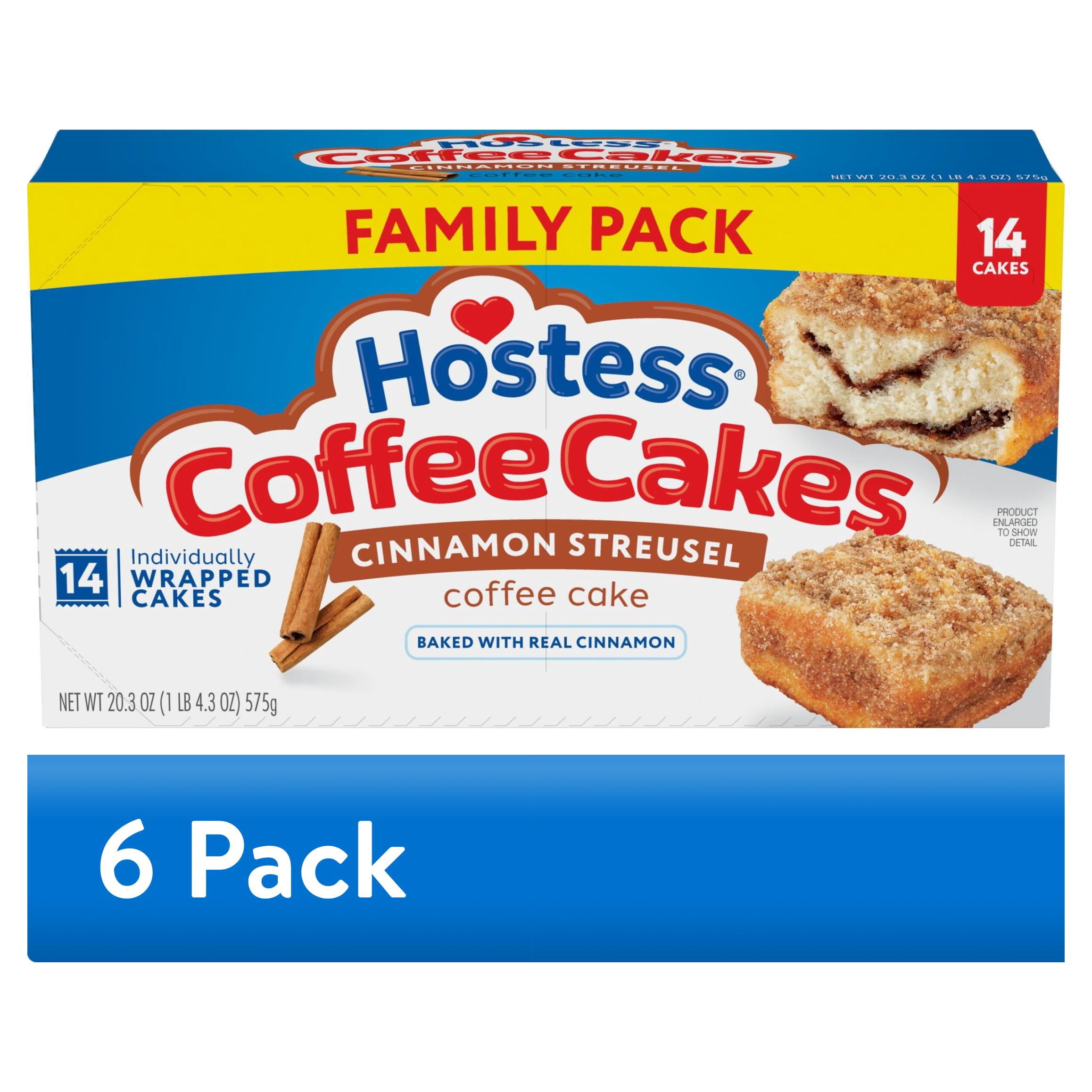 (6 pack) Hostess Coffee Cakes, Cinnamon Streusel Snack Cakes, 20.25 oz Box (14 Count)
