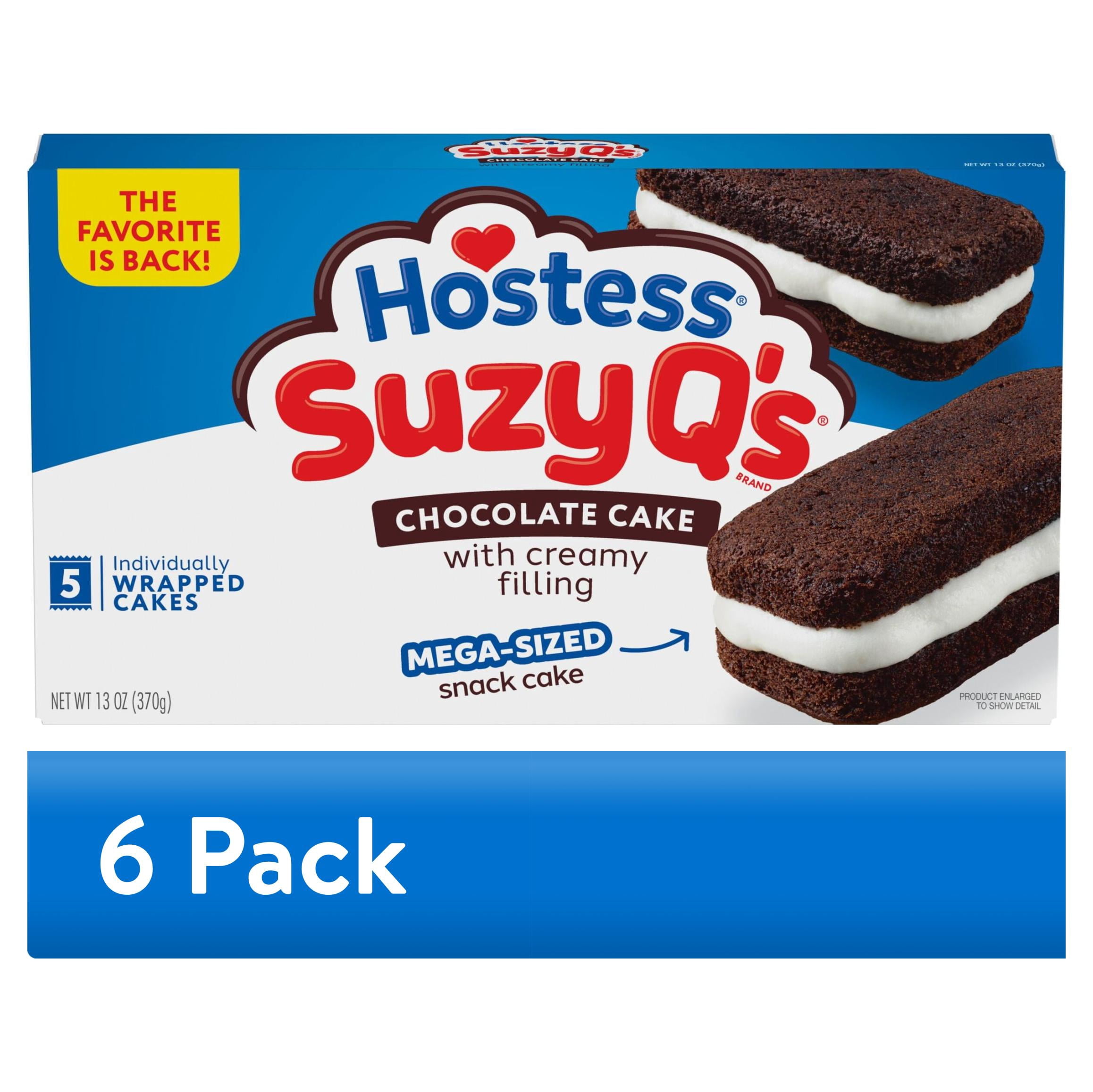 (6 pack) Hostess Suzy Q’s Chocolate Snack Cakes with Creamy Filling, 13 oz Box (5 Count)
