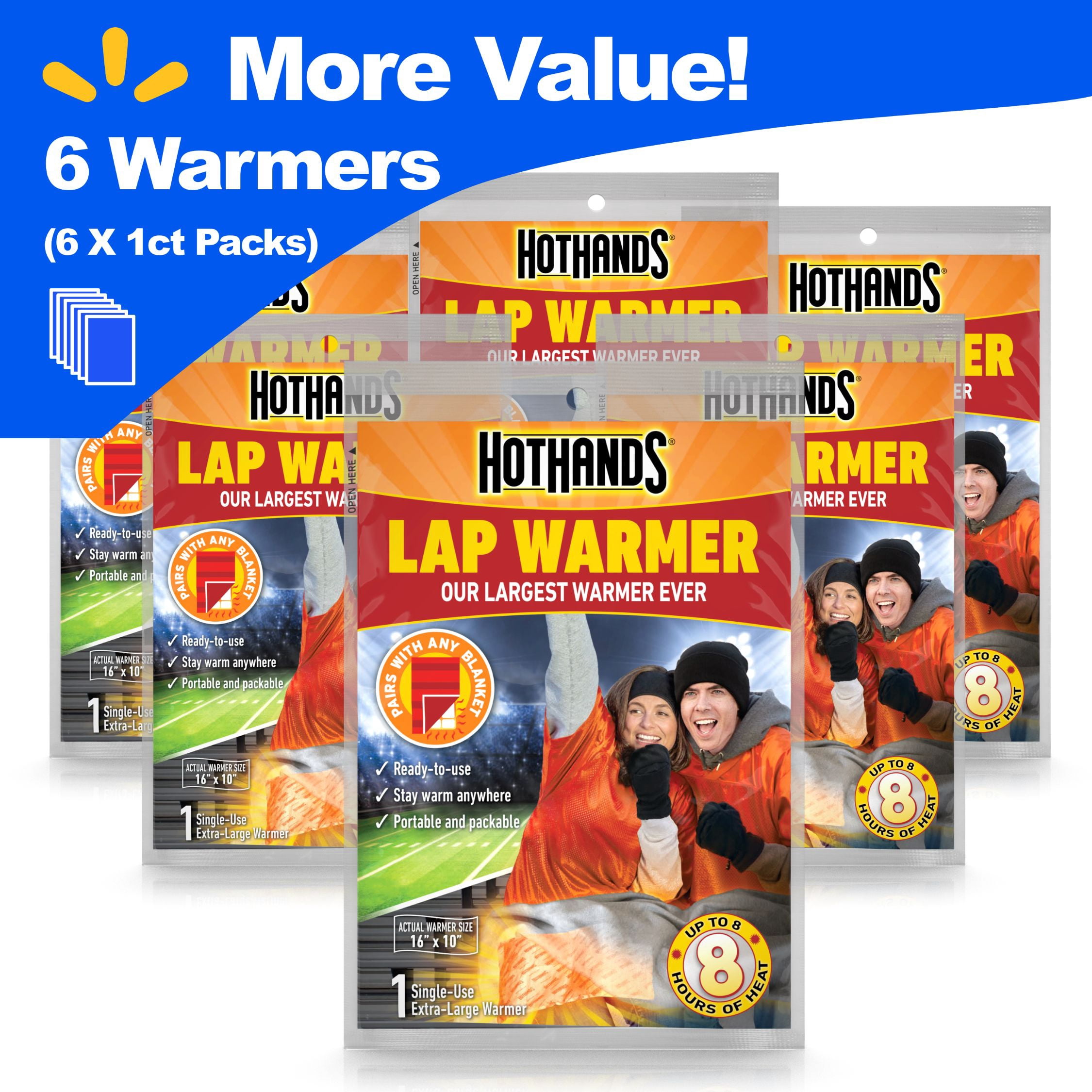 (6 pack) HotHands Large 16” x 10” Lap Warmer