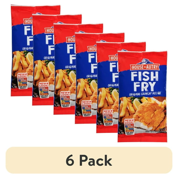 (6 pack) House Autry Original Crunchy Recipe Fish Fry Mix 12z Seasoned Crispy Coatings & Batters Fry Mix Pouch
