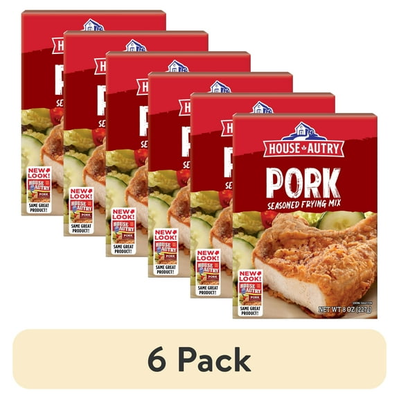 (6 pack) House Autry Pork Ground Breading Mix 8 oz. Box Crispy Seasoned Coating Batters