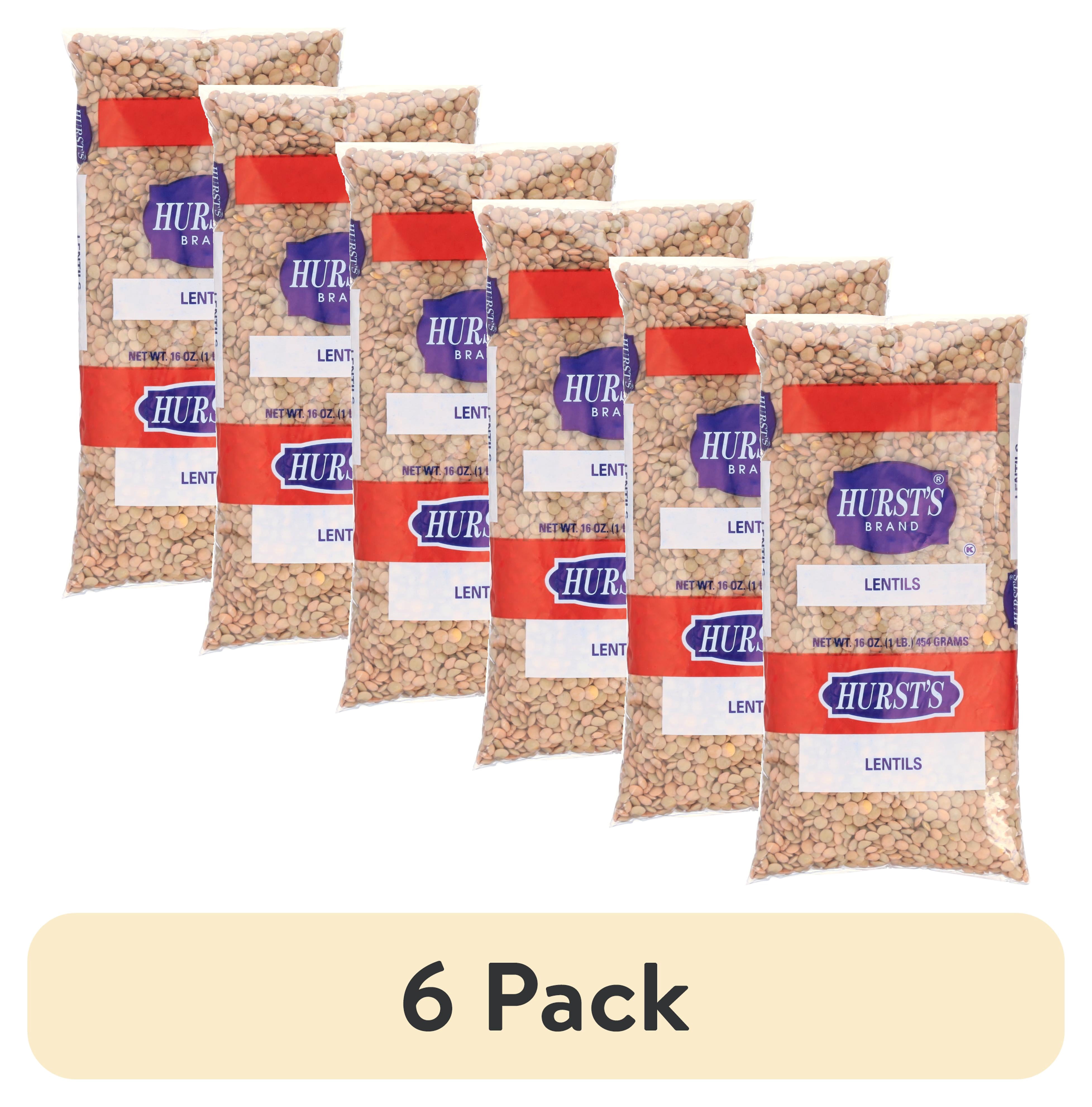 (6 pack) Hurst's Brand Dried Lentils, 16 oz